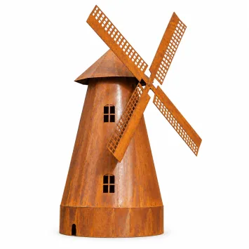 Metalen tuinwindmolen XL – roestlook – 110 cm hoog