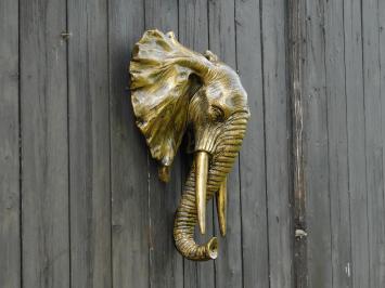 Décoration murale éléphant – polystone 38 cm – or et noir