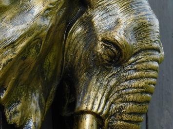 Décoration murale éléphant – polystone 38 cm – or et noir