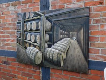 Wijnkelder - 3D - metalen wanddecoratie - 120 x 80 cm