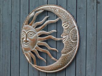 Wandornament rundes Metall, Sonne und Mond, Außenbereich / Garten
