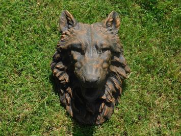 Tête de loup avec bec verseur - 45 x 35 cm - pierre - fontaine