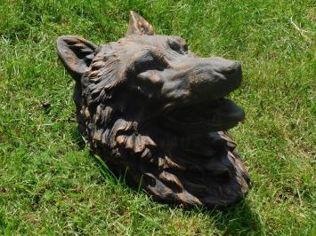 Tête de loup avec bec verseur - 45 x 35 cm - pierre - fontaine