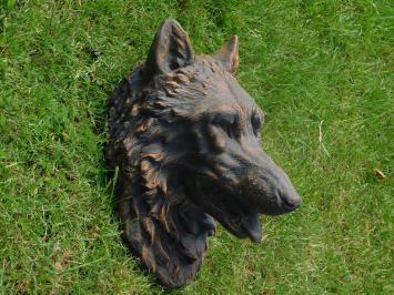 Tête de loup avec bec verseur - 45 x 35 cm - pierre - fontaine