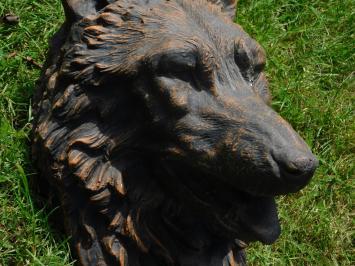 Tête de loup avec bec verseur - 45 x 35 cm - pierre - fontaine