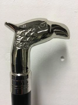 Canne en bois dur avec poignée aigle en nickel