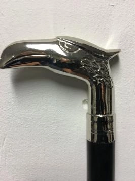 Canne en bois dur avec poignée aigle en nickel