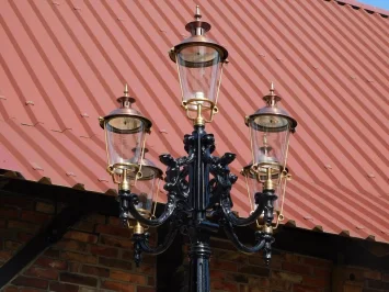 Lantaarnpaal XXL – 425 cm – 5-lichts – koper en messing
