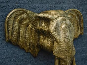 Großes Wandornament eines Elefanten, gold-schwarzer Look, sehr groß und stabil!