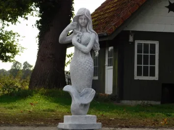 Statue sirène avec sortie d’eau – fontaine en pierre – 94 cm