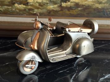 Vintage Zijspan - Scooter - Schaalmodel - Metaal - Decoratie