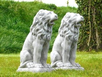 Lions assis - statue animalière en pierre - 53 cm - lot de 2
