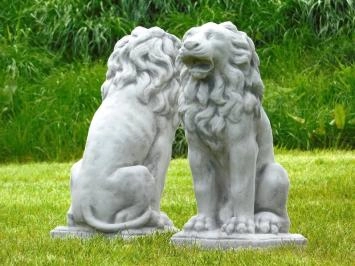 Lions assis - statue animalière en pierre - 53 cm - lot de 2