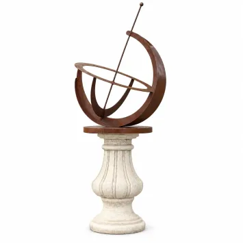 Zonnewijzer op stenen sokkel – metaal – 142 cm hoog