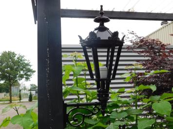 Wandleuchte, Aluminium - schwarz, dekorativer Arm + kleiner Schirm - Gartenbeleuchtung