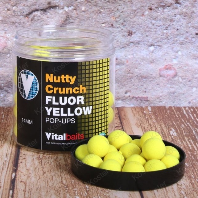 Vital Baits Nutty Crunch Pop Ups Yellow 14mm