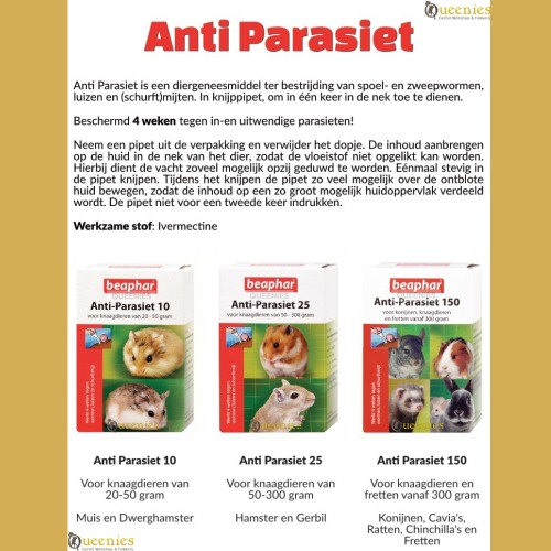 Uitleg van de anti parasiet voor knaagdier en konijn
