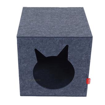 Kattenkubus van vilt met ingang