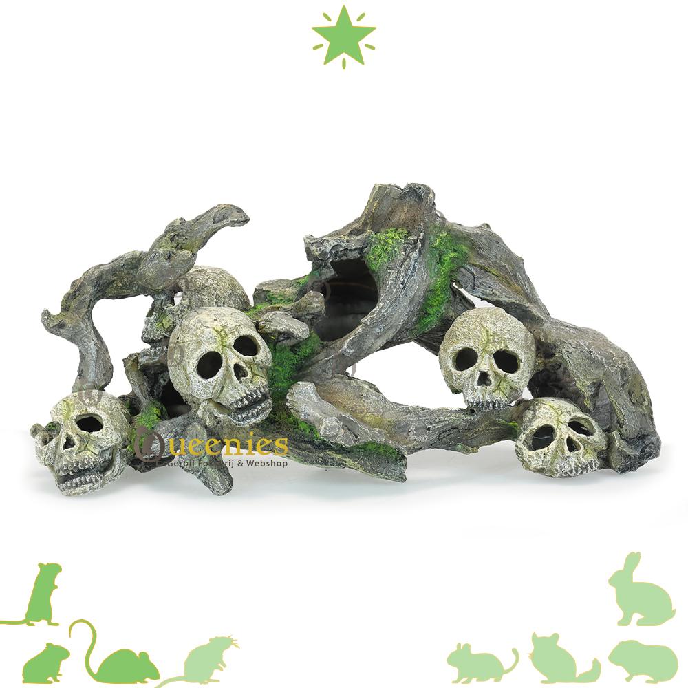 Boomstronk met schedels Halloween Decoratie voor een Knaagdieren Terrarium