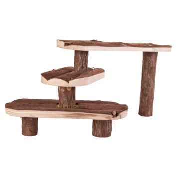 Plateau van hout met 3 trappen