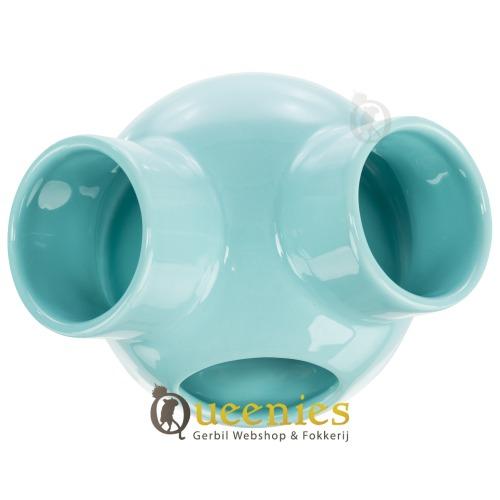 Keramiekhuis Turquoise / badzand schaal met 3 ingangen