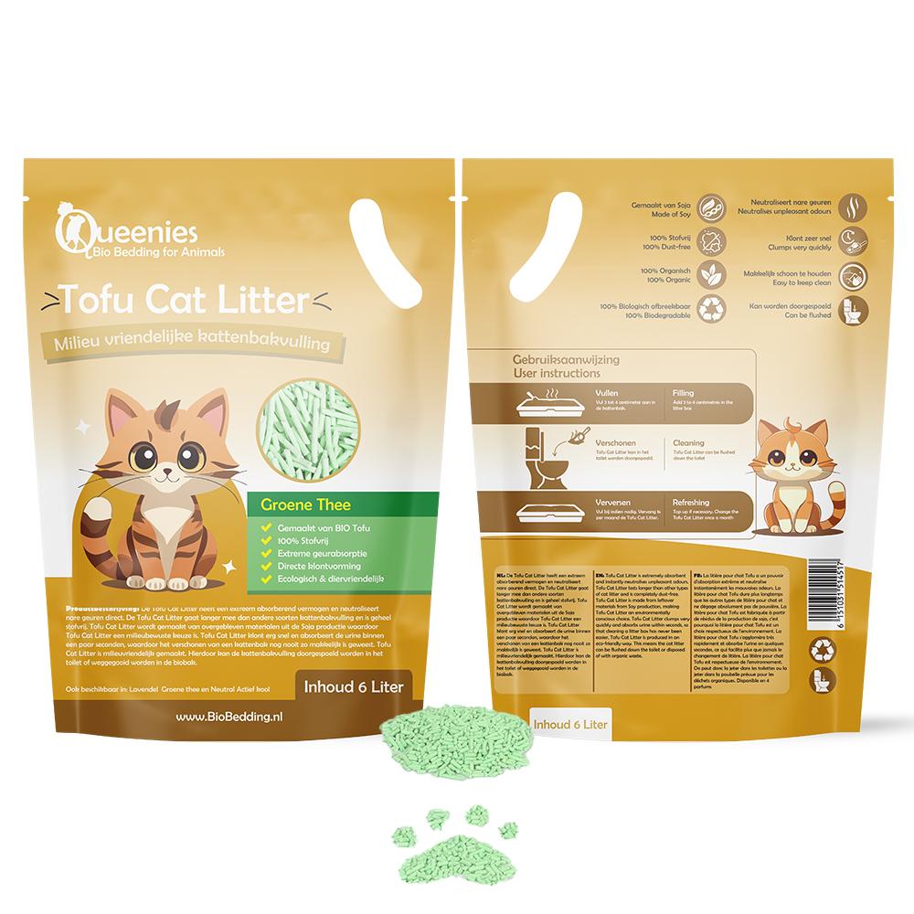 Tofu kattenbakkorrel met subtiele groene thee geur