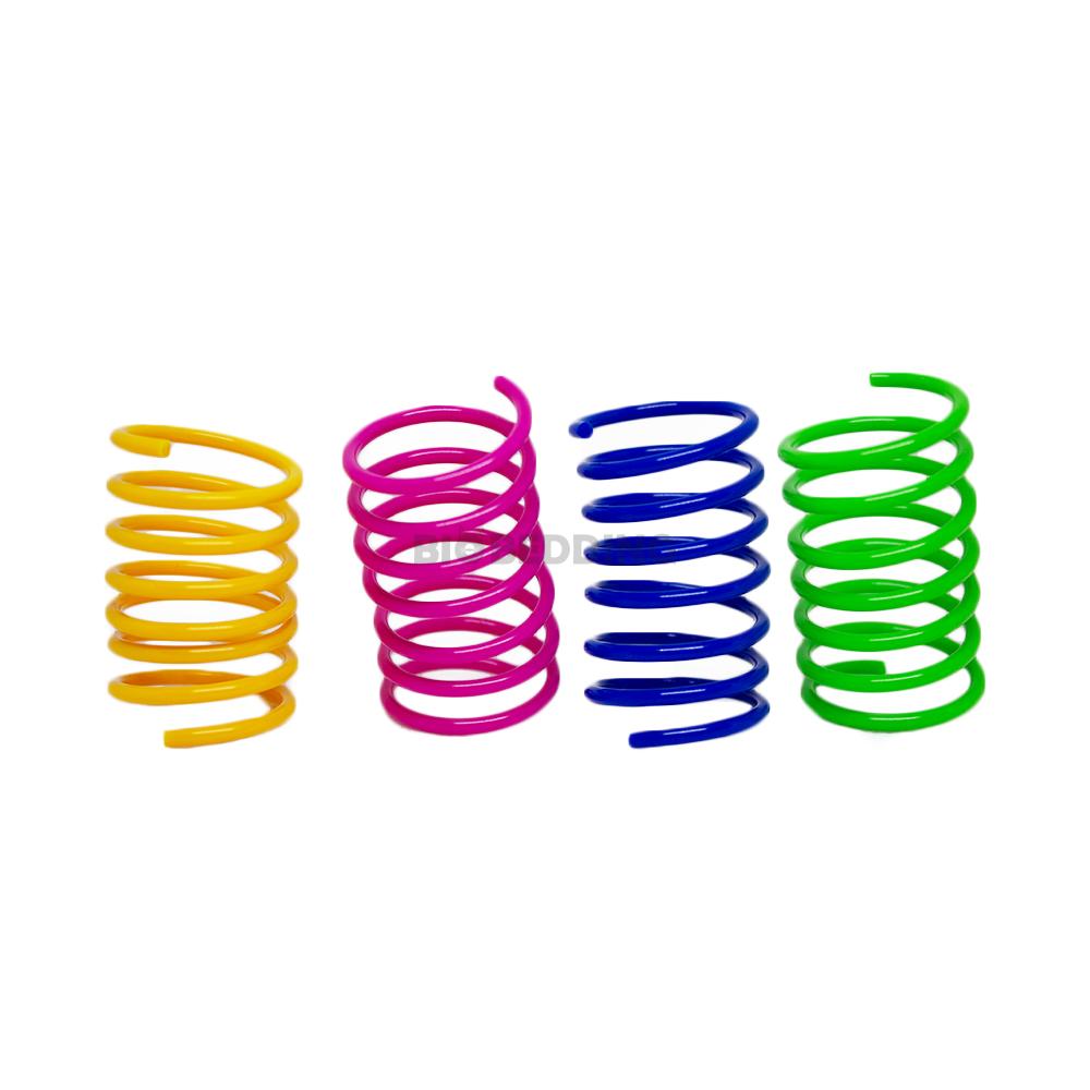 Kattenspeelgoed spiralenset met kleurrijke springveren (4 stuks)