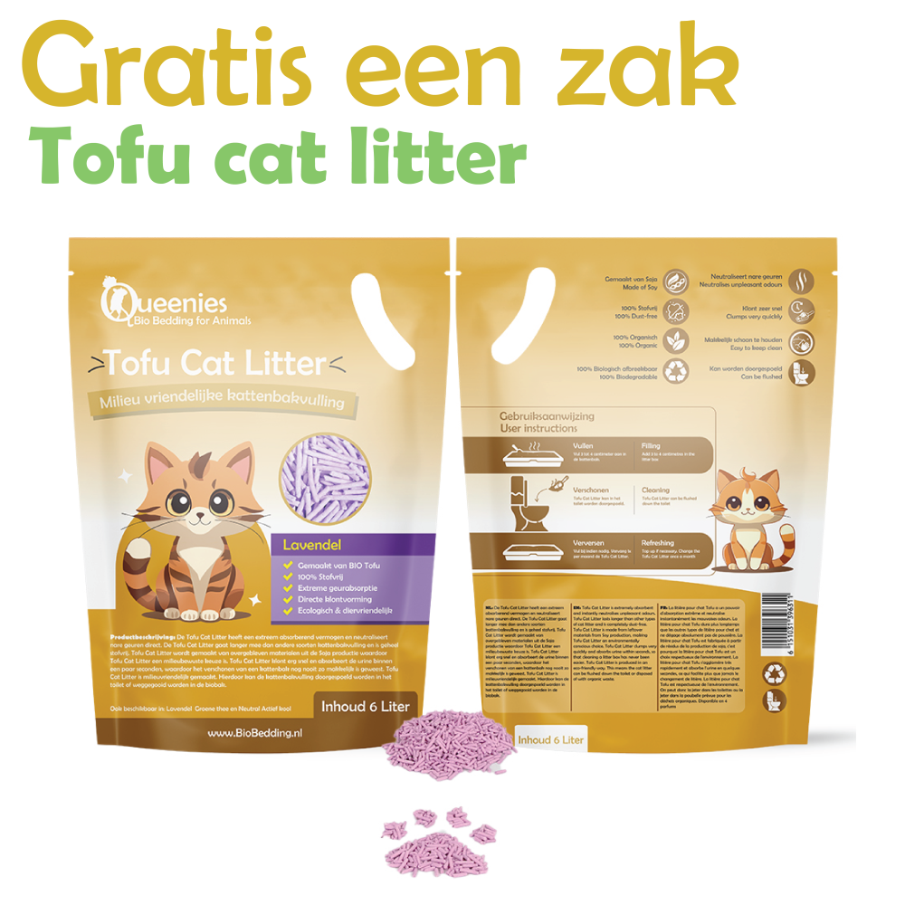 Dierendag korting op tofu cat litter Lavendel