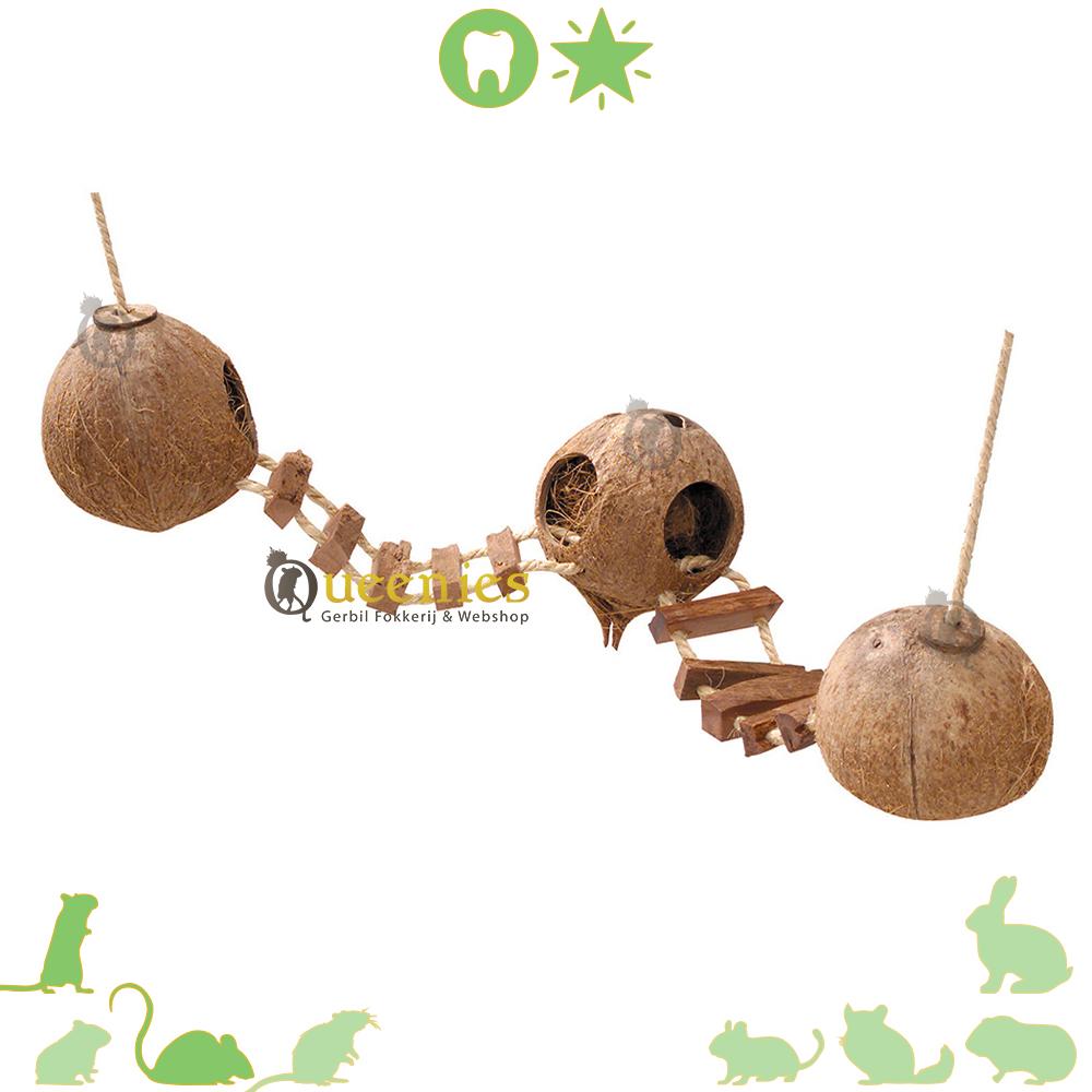 3 dubbel hangende kokosnoten hangbrug voor knaagdieren