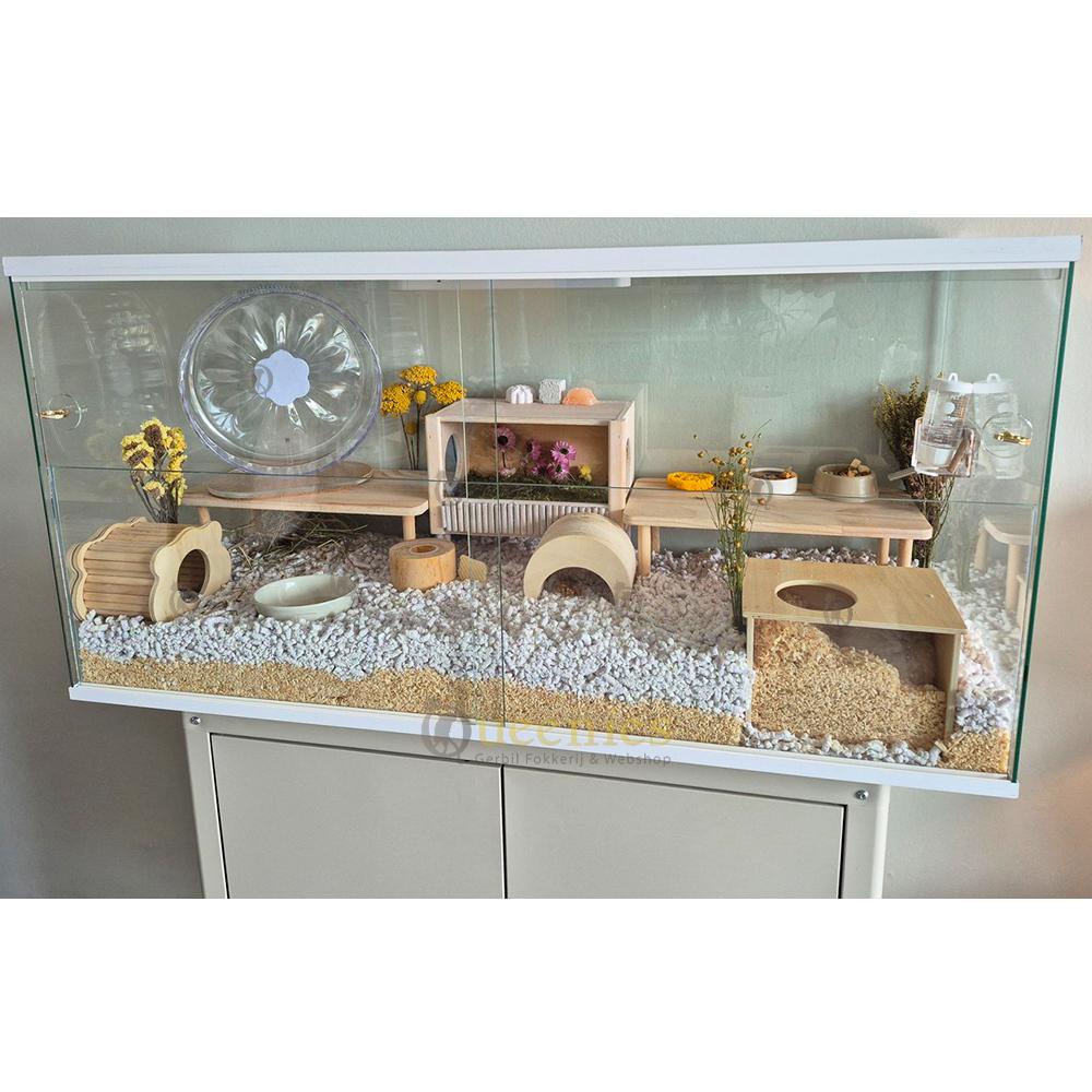 Knaagdieren terrarium met witte profielen