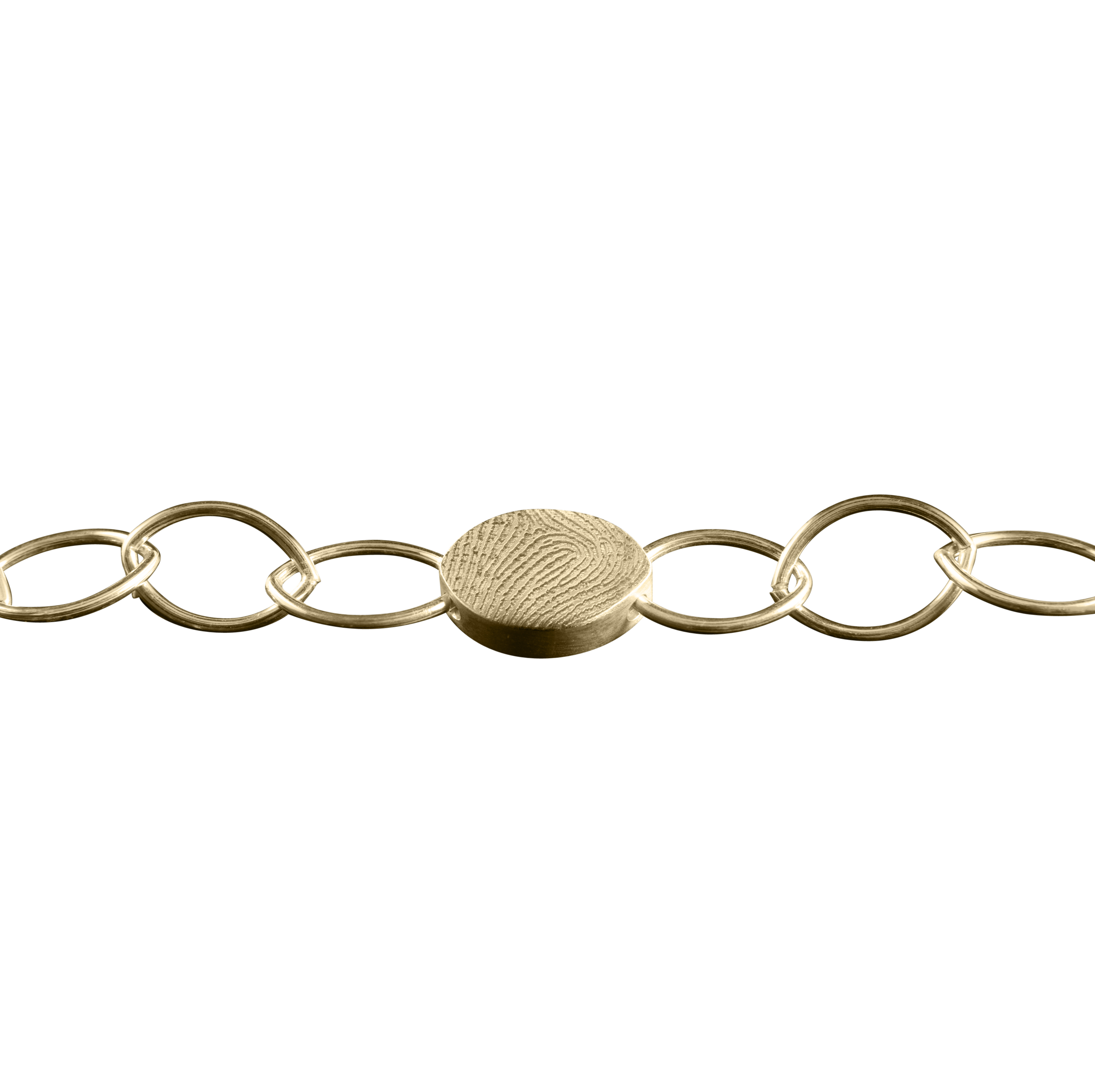 Gouden vingerafdruk armband met bladvormige schakels