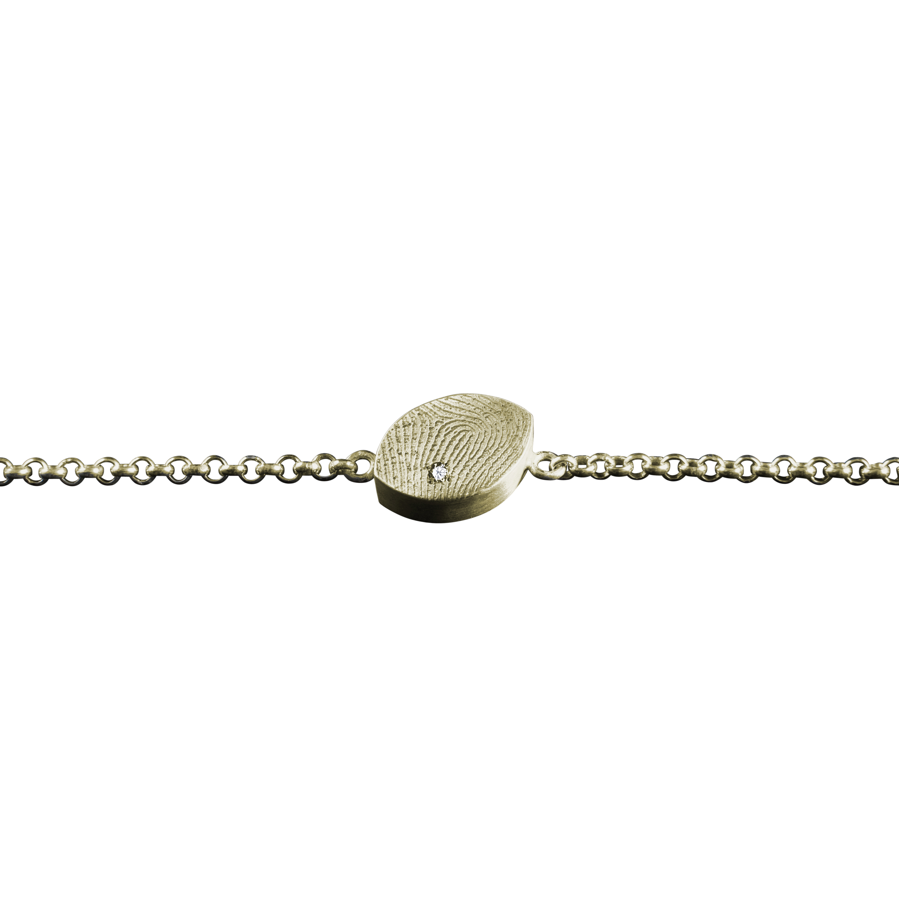 Gouden vingerafdruk armband in bladvorm met zirkonia
