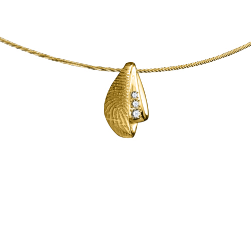 Elegante gouden design hanger met vingerafdruk en 3 stenen