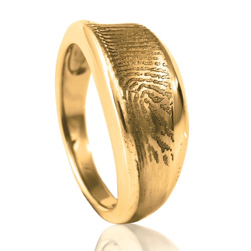 Gebogen gouden vingerafdruk ring