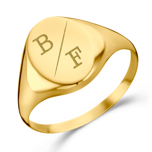 Ovale Gouden zegelring met twee initialen Names4Ever