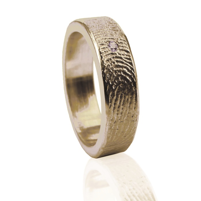 Gouden vingerafdruk ring met steen 834