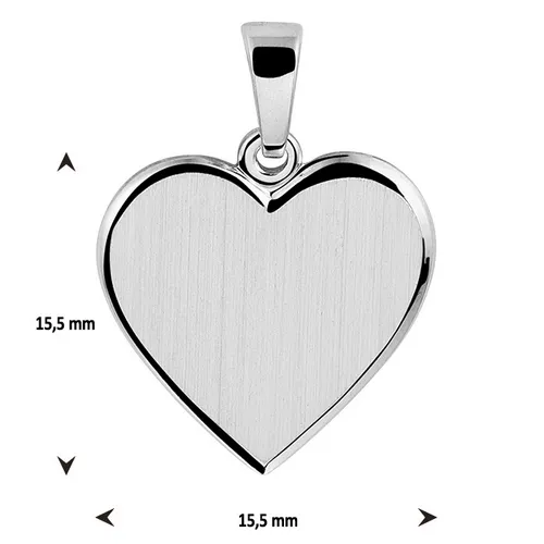 haakje uitblinken geluid Zilveren hart hanger mat 15,5mm