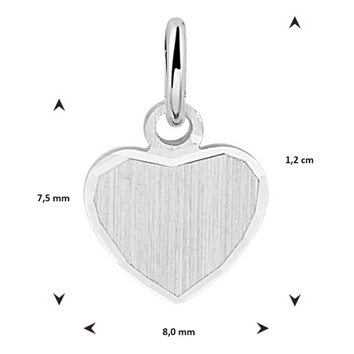 Zilveren hart hanger mat 8mm