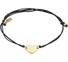 Gevlochten damesarmband met gouden hart zwart