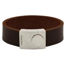 Dacaya armband Bulls Eye Bull donkerbruin met zilverkleurig slot