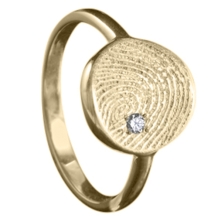 Gouden vingerafdruk ring 11mm met steen