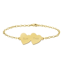Gouden armband met twee hartje