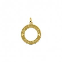 Ketting hanger rond met twee hartjes goud detail