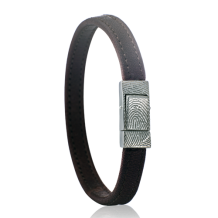 Leren armband met vingerafdruk met zilveren drukslot (20x9mm), kleur: 802 grijs