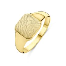 Vierkante gouden vingerafdruk zegelring
