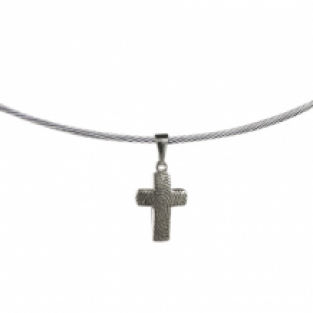 Zilveren kruisvormige hanger met vingerafdruk