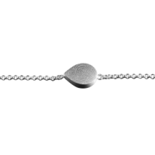 Zilveren druppelvormige bedel armband met vingerafdruk