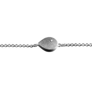 Zilveren druppelvormige bedel armband met vingerafdruk en zirkonia