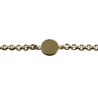 Gouden armband met ronde hanger en daarop en gesloten askamer