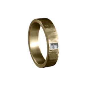 Gouden ronde ring met recht smeedprofiel en open askamer